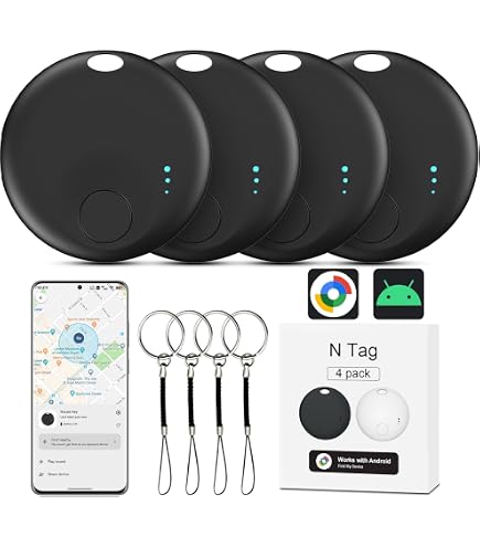 Smart Tag Android Con Google Find Hub – IP68, Batteria 365 Giorni, Per Chiavi E Bagagli (4 Pezzi Bianco)