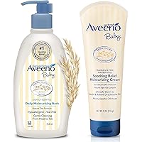 Aveeno Baby Daily Moisturising Bath for Delicate Skin (354ml) & Baby Soothing Relief Moisture Cream Fragrance Free 227g…
