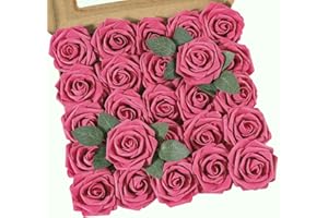 Msrlassn Flores Rosas Artificiales Espuma Rosa Falsa para Manualidades, Ramos de Novia, centros de Mesa, Despedidas de Soltera y Decoración del Hogar (Rosa, 25 Piezas)
