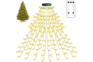 Anmossi Guirlande Lumineuse Sapin de Noel avec Anneau,2m 400LED Guirlande de Noel avec 16 Cordes de Lumières,8 Modes d'Eclairage,IP44 Etanche,Fonction Mémoire pour Arbre de 120 cm à 300 cm,Blanc Chaud