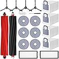 Accessory Set for Roborock Qrevo Master/Qrevo Slim, 4 x Dust Bags, 2 x Main Roller Brushes, 4 x Side Brushes, 2 x Filters, 6 x Mop Wipes, Replacement Parts Robot Vacuum Cleaner Accessories