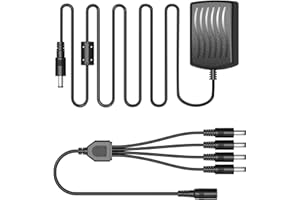 SANNCE Surveillance 2A 2000mA Max AC to DC 12V Power Adapter Supply with 1 to 4 Splitter Cable for Security DVR CCTV Camera System