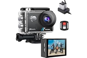 XILECAM Xile Action Cam 4k,Fotocamera Subacquea da 20MP, 2×1350 mAh Batteries Sports camera con Accessori di Montaggio per Casco e Bicicletta.