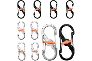 BRISKORE Mini Mosquetón Doble, 10 Unidades, Pequeño de Acero Inoxidable para Camping, Exterior, Antirrobo y Caída, para Mochila