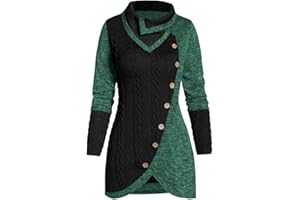 Xmiral Pullover Damen Spleiß Knopf Tops Bluse Langarm Unregelmäßiger Saum Sweatshirt