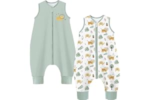 Chilsuessy 2-pack baby sovsäck sommar med fötter 1 tog 100 % bomull barn sommarsovsäck för pojkar och flickor, 1 tog