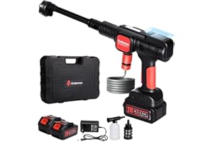 Andeman Akku-Hochdruckreiniger, 75 bar Mobiler Druckreiniger Mit 2x4000mAh Akku, 4-Gang-Modus & Bürstenlosem Motor - LCD Display, 6-in-1 Düse, Kabelloser Hochdruckreiniger für Auto/Terrasse/Garten