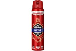 Old Spice Captain Déodorant en spray pour homme 150 ml Fraîcheur 24/7 à usage quotidien Parfum longue durée, protection contre les odeurs, sans sels d'aluminium, invisible sur le noir et blanc