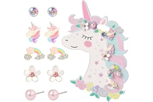 Pinkgarden Juego de aretes de clip para niñas, aretes de vestir y aretes de juego de simulación para niños, regalo para niños