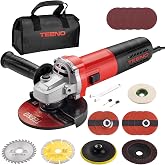 TEENO Angle Grinder 125 mm 1000 W 2000-12000 RPM with 20 Accessories, Small Radial 125 mm, Small Grinder for Cutting, Grindin