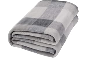 Dreamscene Sofa Throw Blanket, Soft Cosy Warm Check Outdoor Throws for Garden Furniture Single Fleece Blanket for Bedroom Living Room Picnic, 120x150cm - Grey Tartan