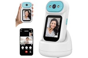 MYPIN Two-Way Video/Audio Indoor Camera, Pet Dog Cameras with Phone App, 2K Home Security Camera with 2.8 inch Screen, Pan Tilt, Night Vision, One-Button Call, Motion Tracking, Alarm Notification