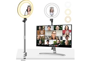 Evershop Desk Ring Light for Laptop with Phone Stand, Video Conference Lighting Zoom Meeting Webcam Light 10" Desktop Selfie Ring Light for PC Monitor/Makeup/YouTube/Live Streaming/Photo/Tiktok