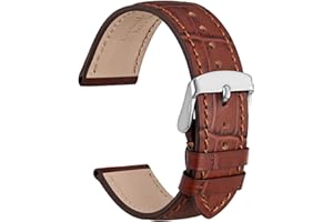 WOCCI Leather Watch Straps, Italian Leather, Embossed Alligator Grain, Choose Color & Width 14mm 18mm 19mm 20mm 21mm 22mm