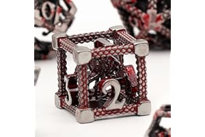 DND Würfelset Rollenspiel, Polyedrische Würfel Set D&D Würfel Set Metall ZHOORQI 7 Stück Der Cthulhu Würfelset für Brettspiel Dungeons and Dragons Würfel Verwendet Wird (Z-Blood Red)