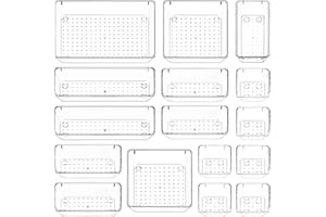 Puricon 16 cassetti organizzatore in plastica, organizer per trucchi, cassetti, organizzatore in plastica, per bagno, cosmetici, cucina, ufficio, portapenne, trasparenti
