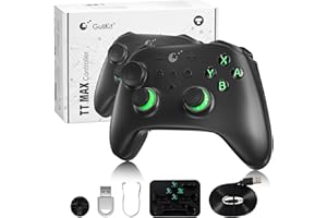 GuliKit TT PRO Mando Inalámbrico para PC, Android, iOS, Switch 1/2, Joystick TMR, con Batería de 950 mAh, Función de Activación y 4 Botones Metálicos Extraíbles en la Parte Trasera, Negro