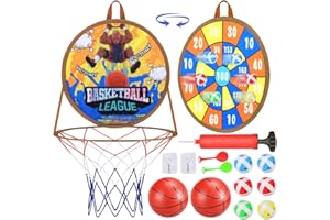 BBjinronjy Canasta de Baloncesto para Habitaciones, Diana Infantil con 2 Pelotas, 1 Bomba, 6 Bolas Adhesivas, 2 Dardos para Interiores y Exteriores (Amarillo)