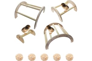 Allazone 4 Stück Hühnersitzstange aus Holz Sitzstange Huhn Sitzstangen mit 5 Stück Rattankugeln für Hühner aus Holz, für Hühner, Hahn, Große Papageien