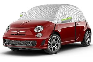 ‎RASHION Hagelsichere Autoabdeckung Winter Passend für FIAT 500 2007-2025, Auto Halbgarage Abdeckplane Wasserdicht, Verdickte Autoabdeckung mit Reflektorstreifen