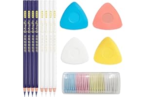 Ycaaeo 38 Pièces Craie Couture, Craie Couture Tissu + Crayon Coudre, Crayon Craie Couture Tissu Effacable, Convient à Tous Types de Tissus/Cuirs/Coutures et Autres Travaux Manuels