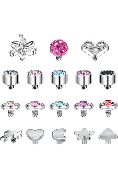 Inoki - Micro Labret En Titane Grade 23 (cœur, Vis Interne) - Pour Lèvre, Lobe, Cartilage - Longueur 10mm, Tige 1.2mm