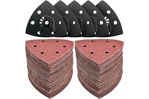 AOZZY Lot de 130 plaques abrasives multi-outils pour ponceuse Delta, et 5 disques abrasifs triangulaires, 125 feuilles de papier abrasif, avec grain 60/80/120/180/240