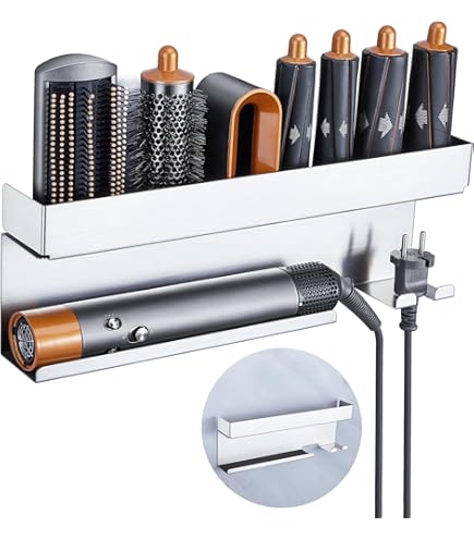 MidingChai föhn houder compatibel met Dyson, föhn houder zonder boren compatibel met Dyson, wandhouder compatibel met Supersonic aluminiumlegering, kabelbeheer (opslag voor 3 sproeiers