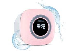 MEDION S66884 Duschradio mit Bluetooth (Badradio, UKW Radio, Saugnapf, LED-Display, IPX6 Wasserdicht, integrierter Akku, MD43884) pink