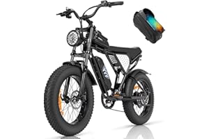 YVY Electric Bike for Adults, 48V-52V, 20/40AH Removable Battery Ebike, Max 50–180 Miles Electric Motorcycle, 20'' Fat Tire Dirt Bike, Full Suspension Electric Mountain Bike, Dual Disc, 7 Speed