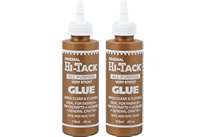 HI-TACK Original All-Purpose Glue 2 Pack - 115ml Very Sticky, Strong, Flexible, Clear-Drying Adhesive for Fabric, Wood, Paper, Metal & Crafts Safe, Non-Toxic, Heat-Resistant Counter-Top Stand Display