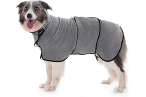 HezzLuv Dog Bathrobe, Ultra Absorbent Microfibre Dog Drying Coat for Quick Drying, Soft Double Layer Dog Towel for Puppies and Adults, Pets, Cats