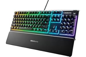 SteelSeries Apex 3 - klawiatura do gier RGB - 10-strefowe podświetlenie RGB - magnetyczna podpórka pod nadgarstki Premium - amerykański układ QWERTY, czarna