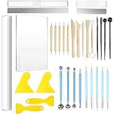 Allazone Modeling and Sculpting Set: Clay Tools with Acrylic Roller for Carving - 31 Pieces