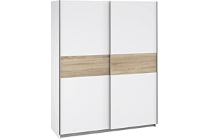 Forte Armario WINNER 150, estilo escandinavo, puertas correderas, 2 puertas, blanco/roble Sonoma, 150x190.5x61 cm