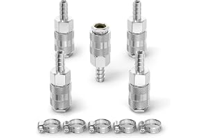 ERGAOBOY 5-pack kvinnlig industriell luftkoppling med 10 mm slang Barb, järnförnickling ström snabb anslutning till luftpneum