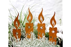 ‎LB H&F LB H&F Lilienburg Weihnachtsdeko Roststecker Rost Kerzenlicht Metall wetterfest 4er Set