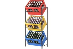 ‎WELDUN WELDUN Getränkekistenregal für 3 Getränkekisten, Meatll Kistenregal mit 3 Ebenen für Bier, Obst, Gemüse, Wasser, Tragfähigkeit 90KG