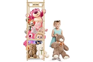 Kelens 59" Stuffed Animal Storage, Wood Stuffed Animal Zoo Holder, 3-Storey Large Capacity Stuffed Animal Organizer, Toy Storage for Nursery Playroom Bedroom