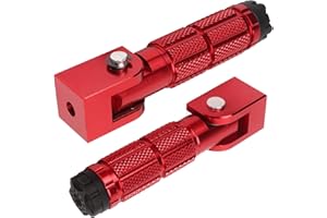 CHICIRIS 2 Stück Beifahrerfußrasten für Motorräder, Faltbares Fußpedal M8 Rutschfeste Fußstütze aus Aluminiumlegierung, Universell für Fahrräder, ATV, UTV, Go-Kart (Rot)