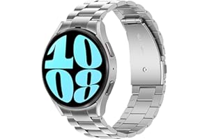 Anlinser No Gap Straps Compatible with Samsung Galaxy Watch 7/6 44mm 40mm, 20mm Metal Band for Galaxy Watch FE/6 Classic 47mm 43mm/5/5 Pro/4/4 Classic, Silver