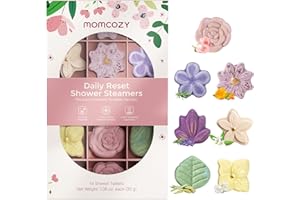 Momcozy Shower Steamers 14 Pack-7 Unique Shapes & Floral Scents, Long Lasting Fragrance, Gentle Formula, Perfect Travel & Gift Idea for Home Spa Relaxation