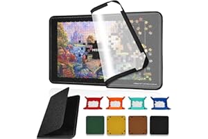 MOZOOSON Jigsaw Accessories Puzzle Board up to 1500 Pieces Puzzles, Folding Felt Jigsaw Board for Move and Storage, 37.4x25.6in with 8 Sorting Trays