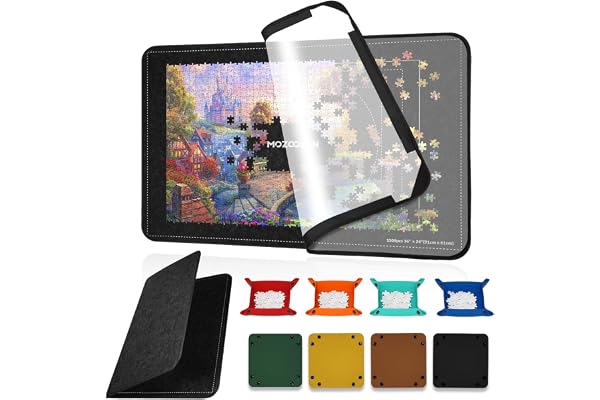 MOZOOSON Plateau Puzzle, Tapis Puzzle 1500 Pieces Pliable, Accessoires de Jigsaw à Déplacer et à Ranger, Rangement Jigsaw Portable avec 8 Trieur