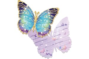 Werfunee - 12 Stück Einladungskarten Kindergeburtstag Mädchen - 14 x 11 cm Schmetterlingen Einladungskarten Geburtstag - Einladung Kindergeburtstag - Geburtstagseinladungen Mädchen