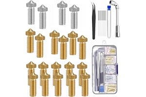 XINKYD Ugello per stampante 3D, ugelli per stampante 3D, per Volcano Anycubic Vyper Kobra Max Artillery Phaetus Rapido Kobra 2... (acciaio inox + ottone, kit di 20 pezzi)