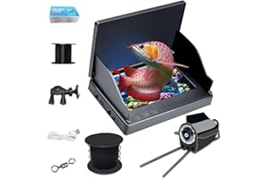 BUILRAND Underwater Fishing Camera Fish Finder, 5000mAh IP68 Waterproof Wide Angle Camera with Infrared Night Vision HD IPS Display, Underwater Fishing Equipment with Sunshade 30M Cable for Ice River and Boat