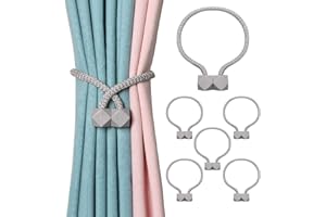 ‎JEEZAO 6 Stück Magnetische Vorhang Raffhalter,Vorhanghalter Seil Schnallen Raffhalter für Home Büro Gardinen Deko (Grau)