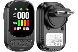 Gedsffati Gas- und CO-Melder mit Stecker für Haus, Gasmelder Gasalarm, Kohlenmonoxidmelder CO-Warnmelder Warner Zuhause, Brenngasmelder für Erdgas LPG Methan Propan Butan, Schwarz, HD08-G