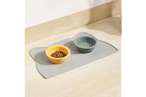 RAYNA GAMES Cat Food Mat, Silicone Dog Food Mat, Waterproof Cat and Dog Feeding Mat, Non-Slip Pet Feeding Mat for Food and Water,Easy to Clean Cat Dog Placemat (44 * 24cm)